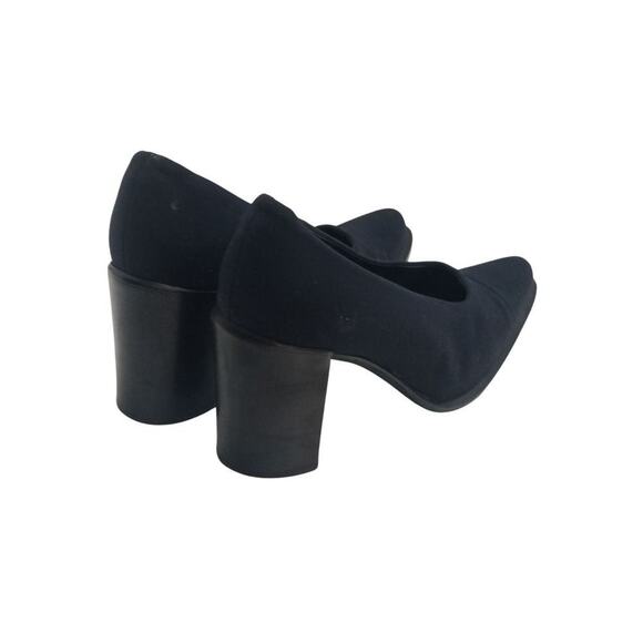 Navy Blue Chunky Heel Pointy Toe Elastic Top High Heels Vintage Via Spiga SZ 6.5 - Picture 4 of 6